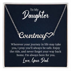 Heart Name Necklace - For Daughter From Dad